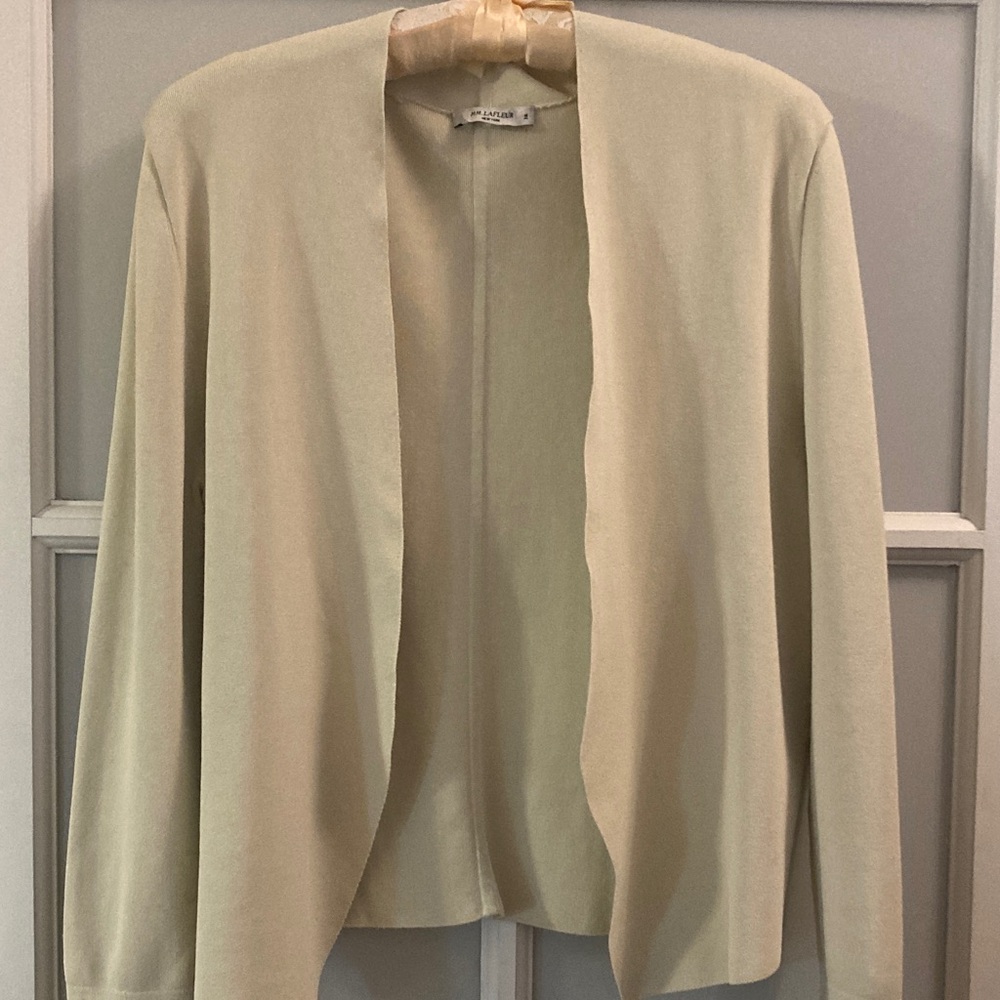 MM Lafleur Light Cream Open-Front Blazer Jacket